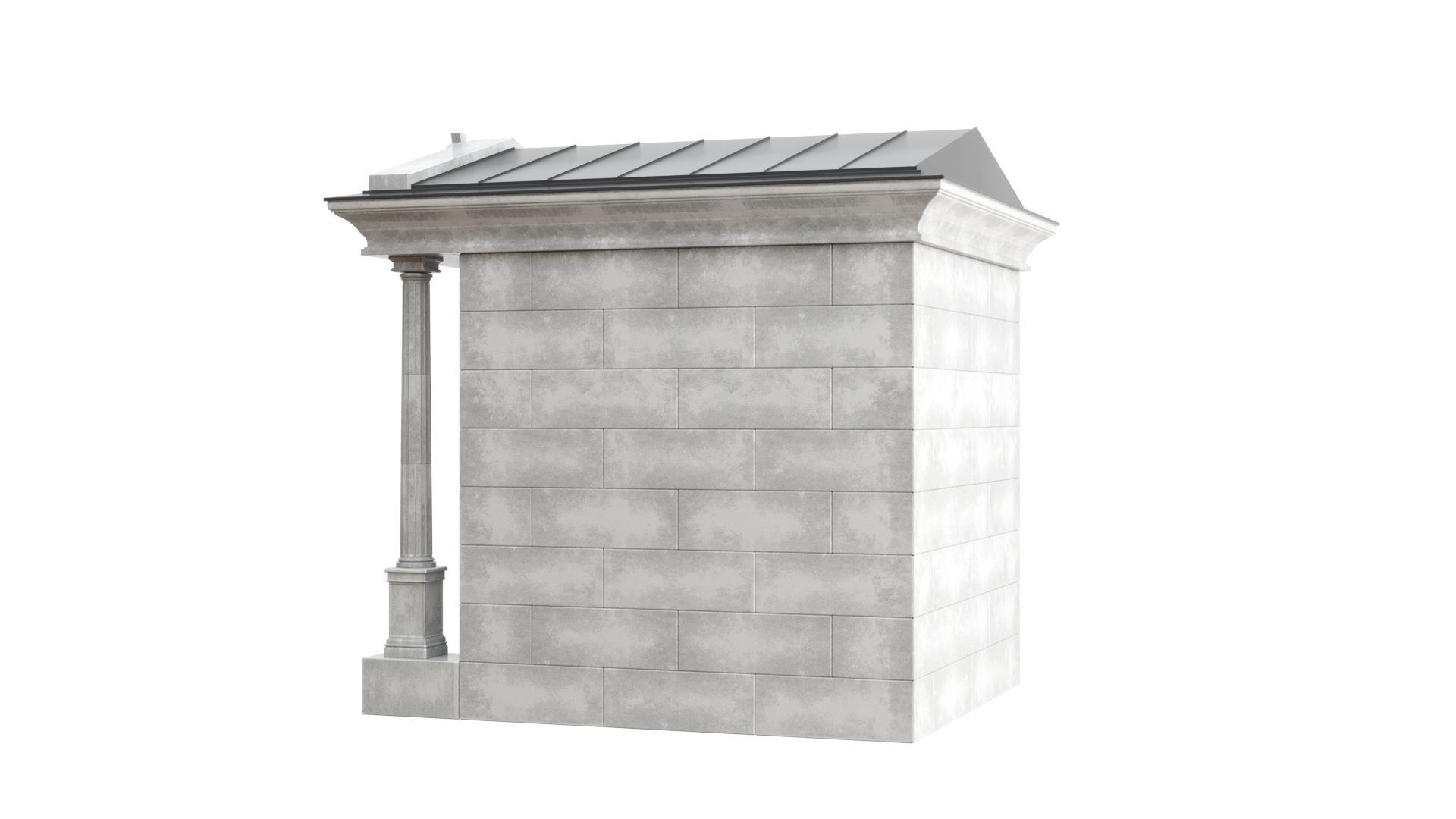 Crypt stone building 3D model_11