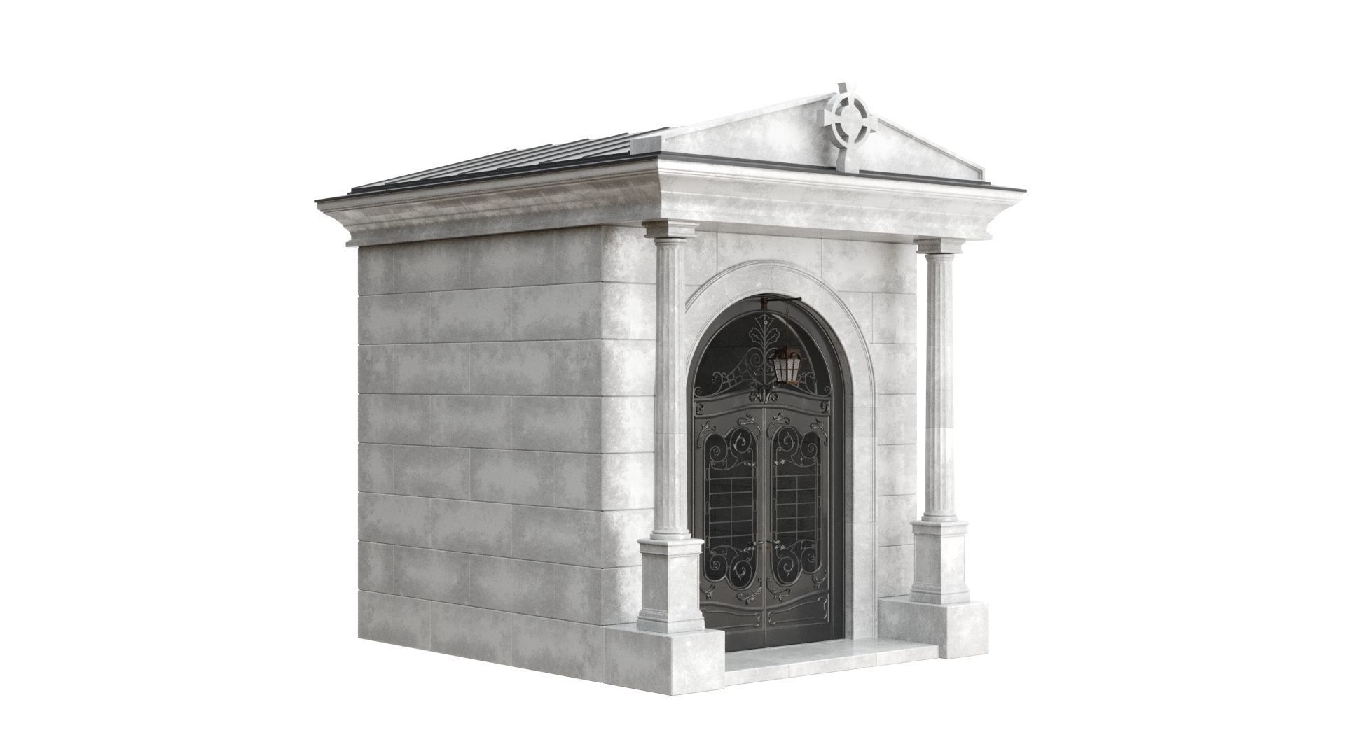 Crypt stone building 3D model_4