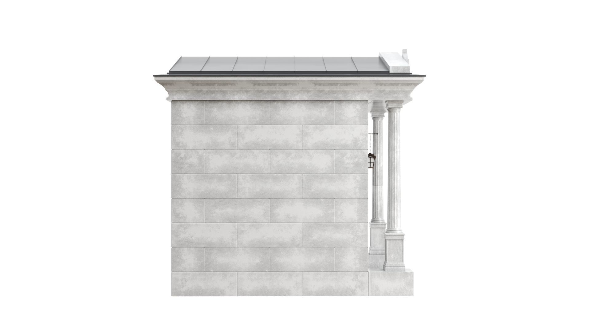Crypt stone building 3D model_7