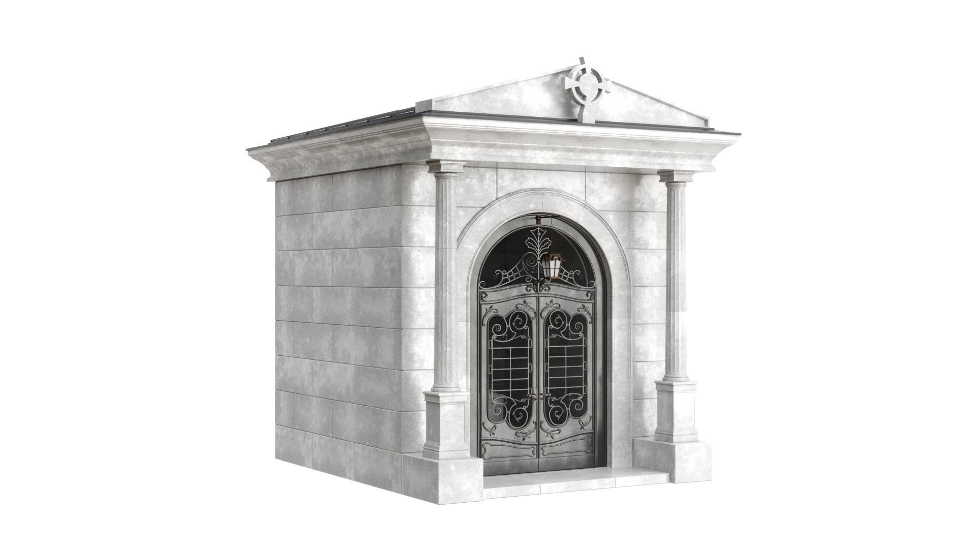 Crypt stone building 3D model_3