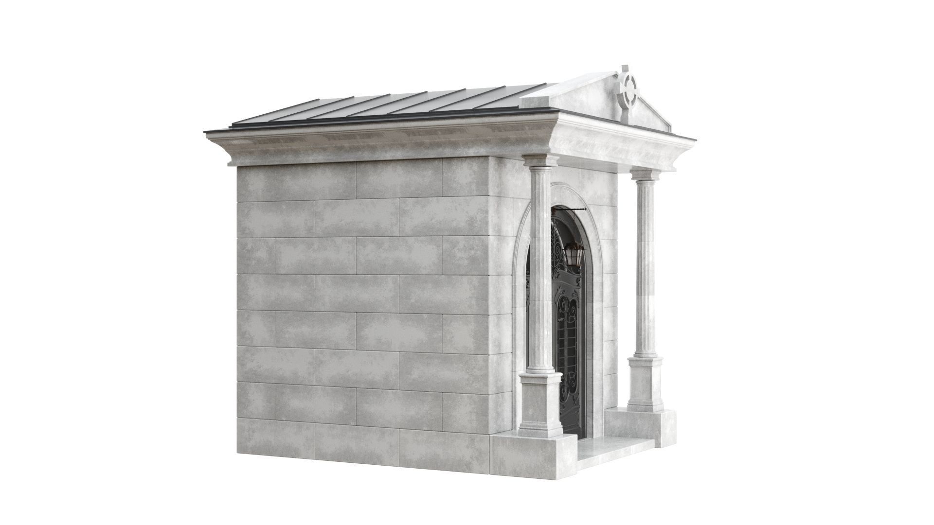 Crypt stone building 3D model_6