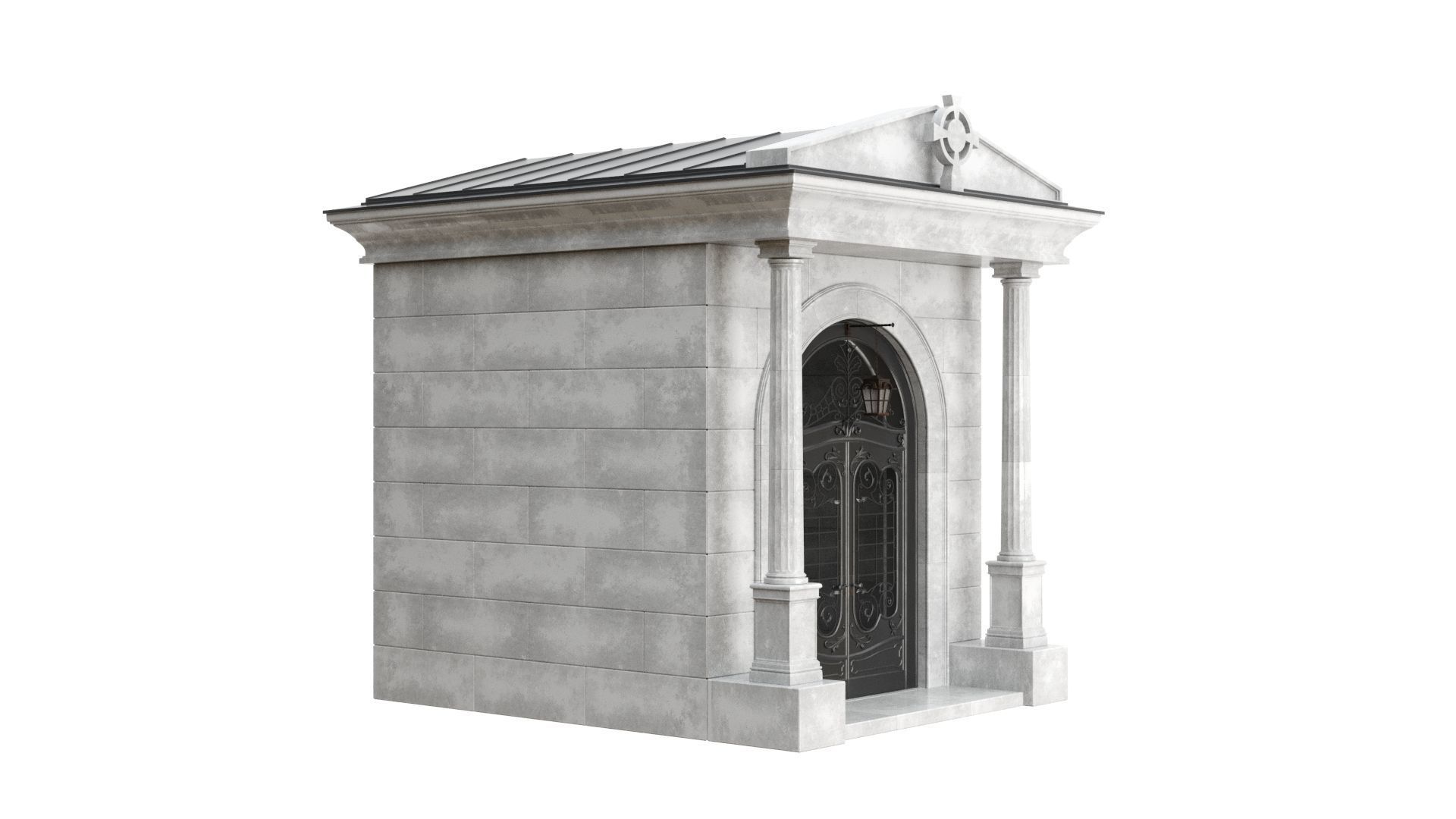 Crypt stone building 3D model_5