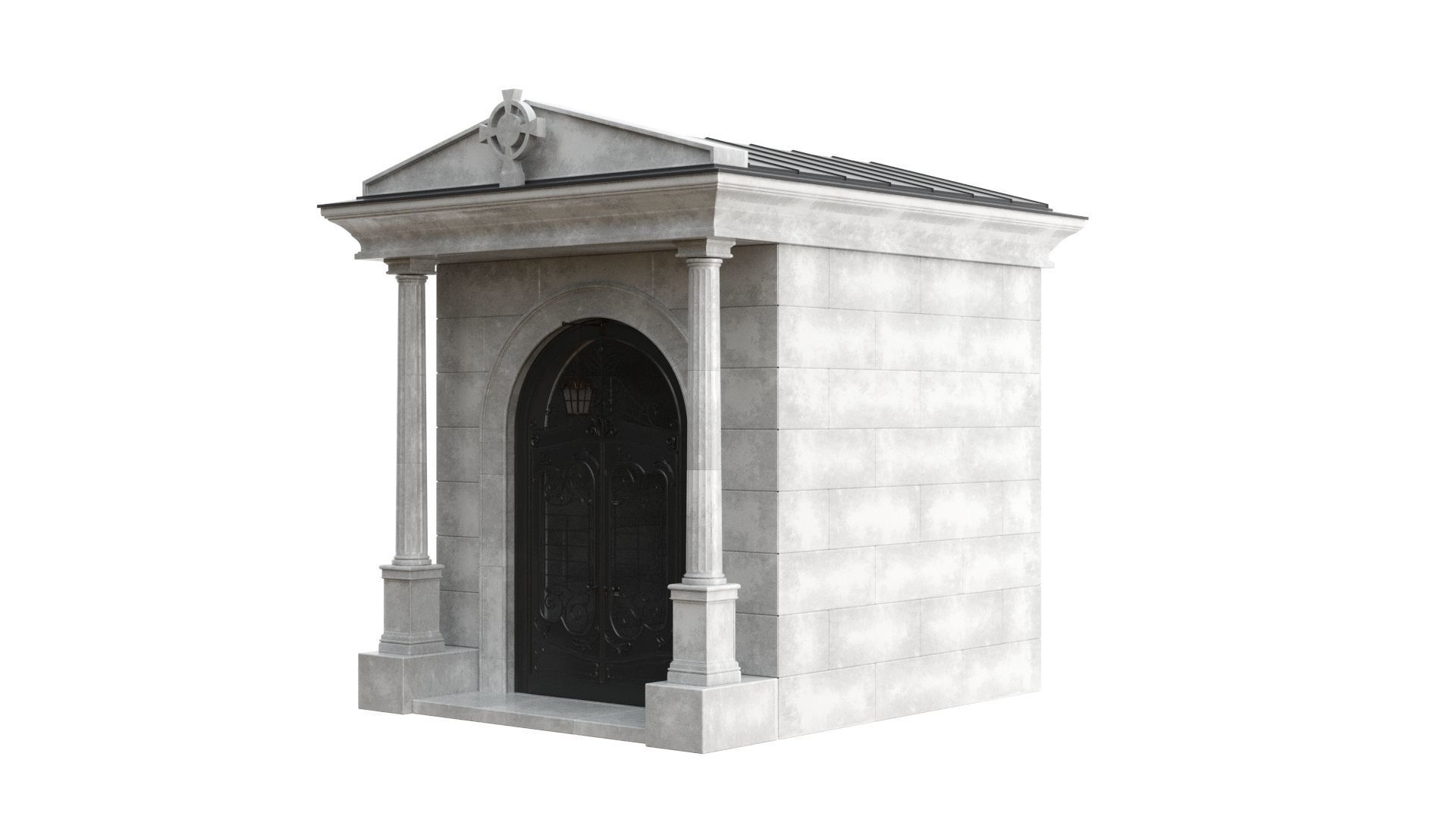 Crypt stone building 3D model_16