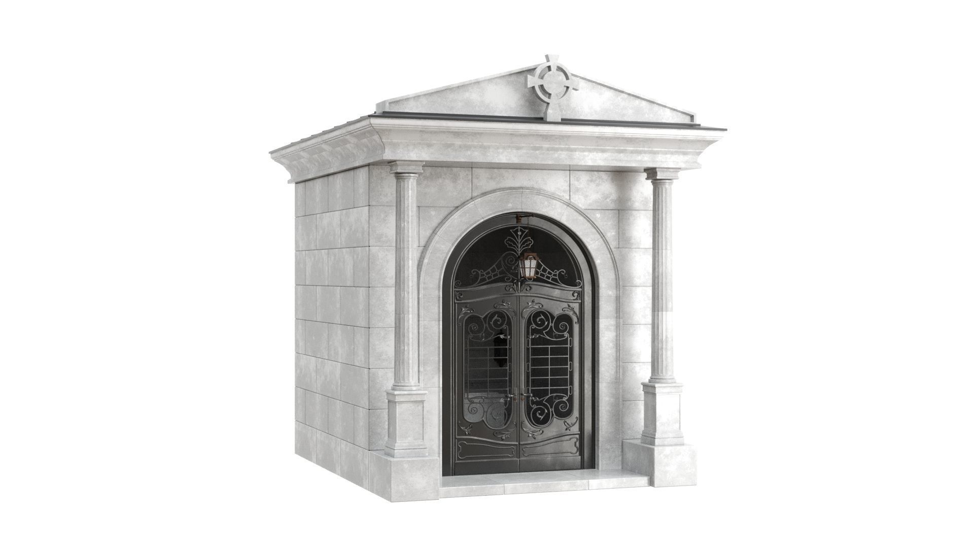 Crypt stone building 3D model_2
