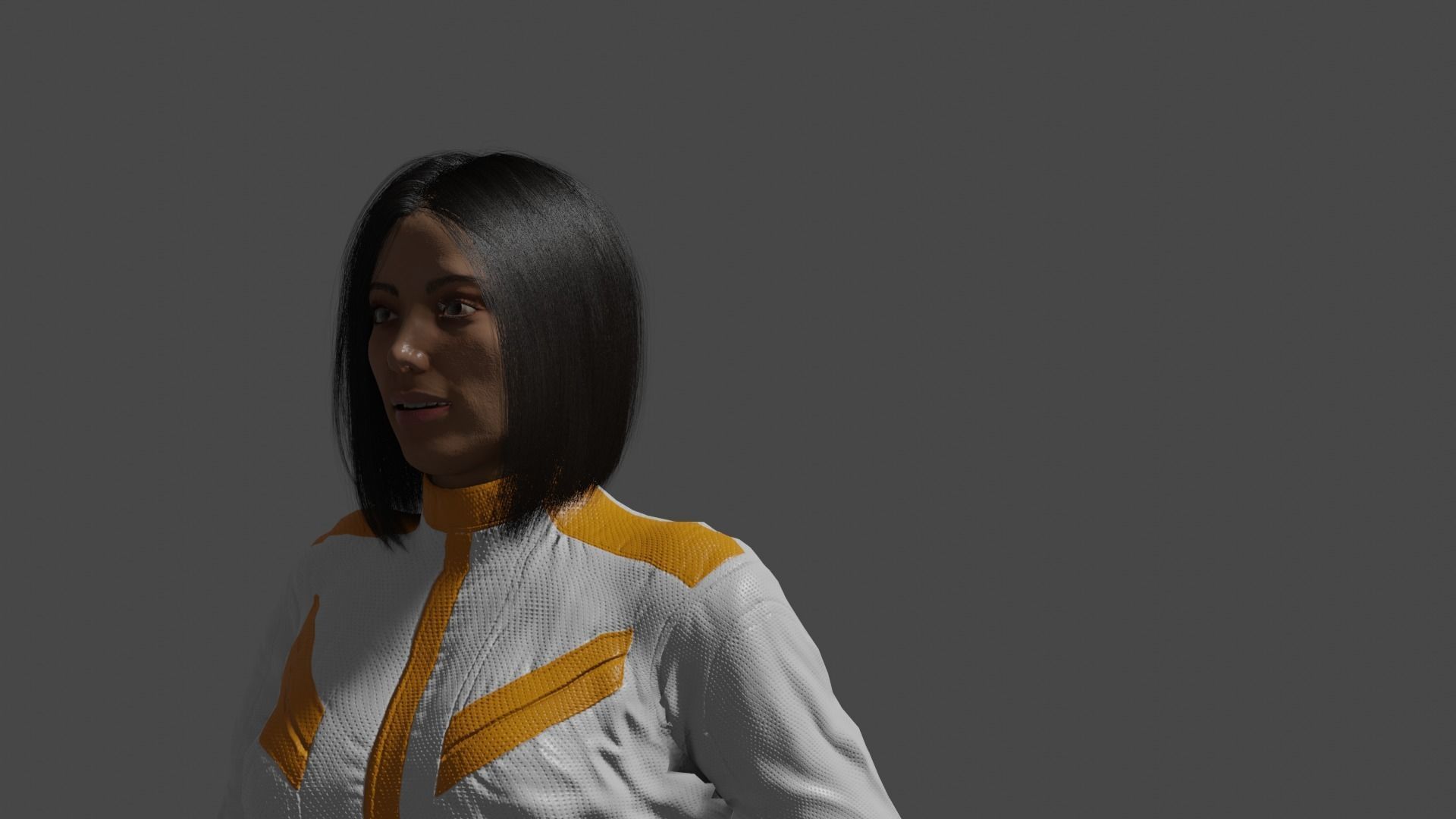 Female Character sci-fi 3D model_2