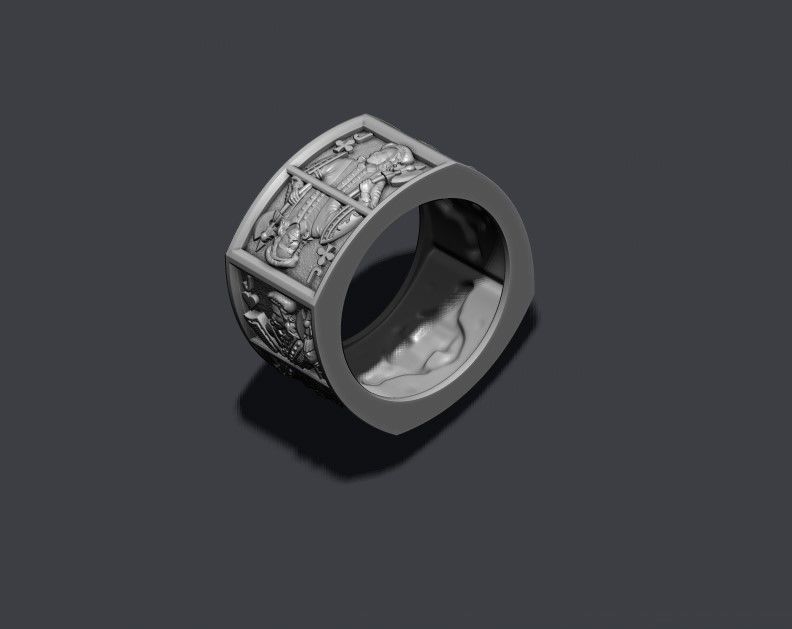 playing cards Jacks pairs ring 3D print model_4