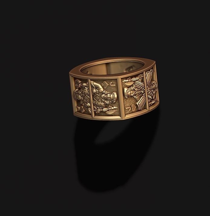 playing cards Jacks pairs ring 3D print model_1
