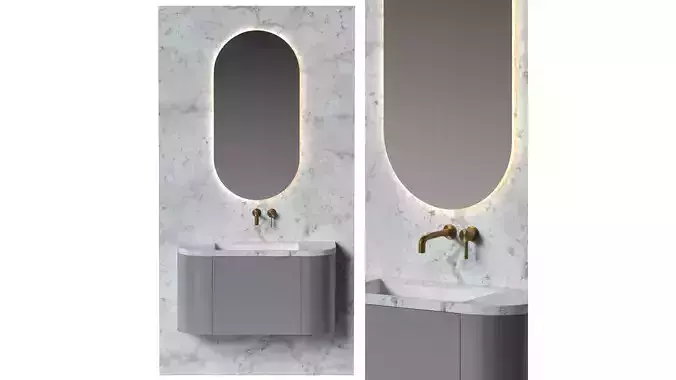 Bathroom set 5 vanity with mirror and sink