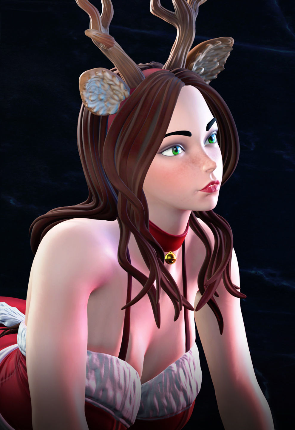 Reindeer Girl - 3D Print Ready 3D print model_6