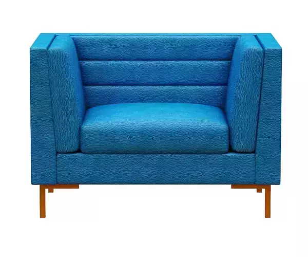 Armchair upholstered with wooden legs