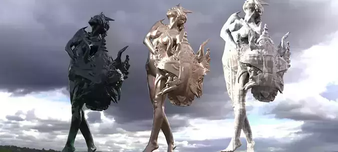 Atlantis Female shield sculpture  3D model