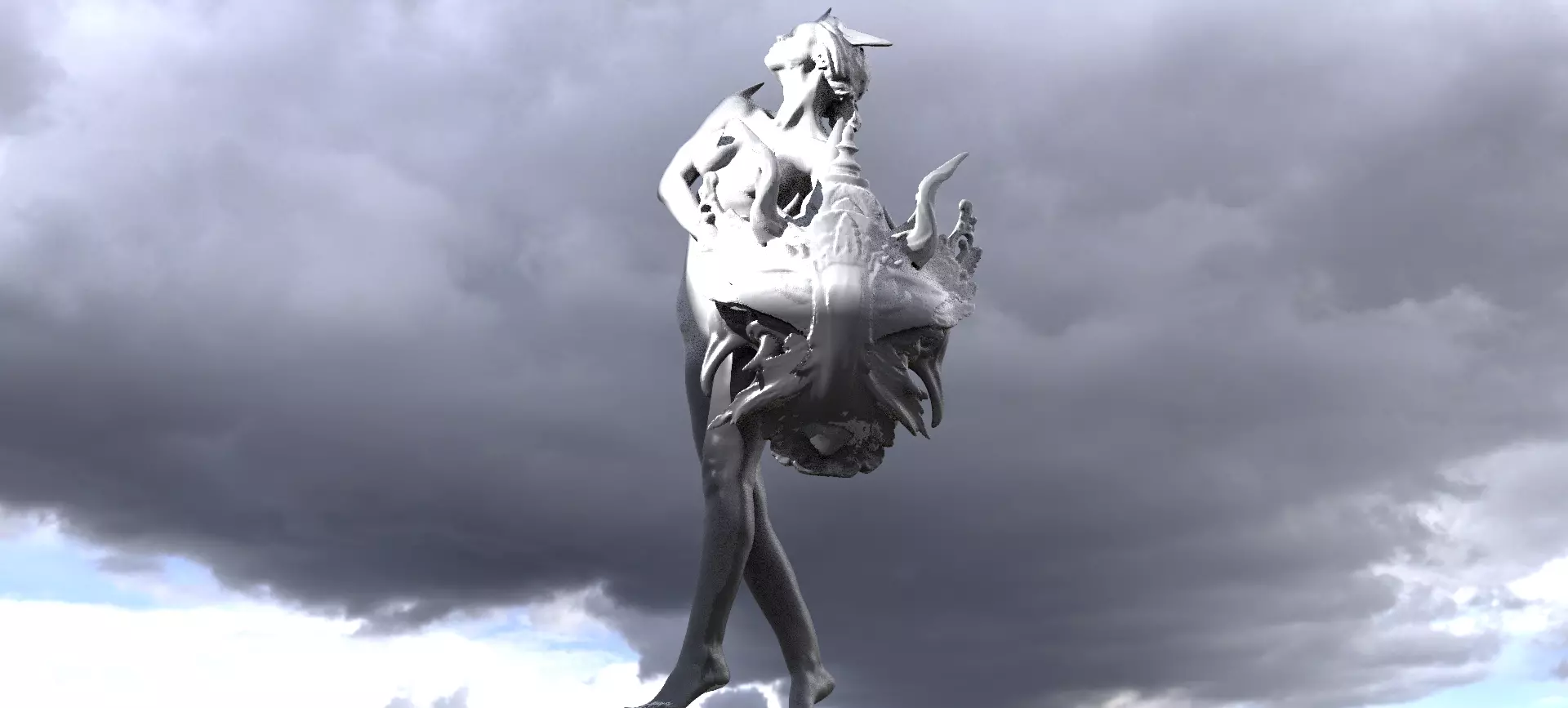 Atlantis Female shield sculpture 3 3D model_0