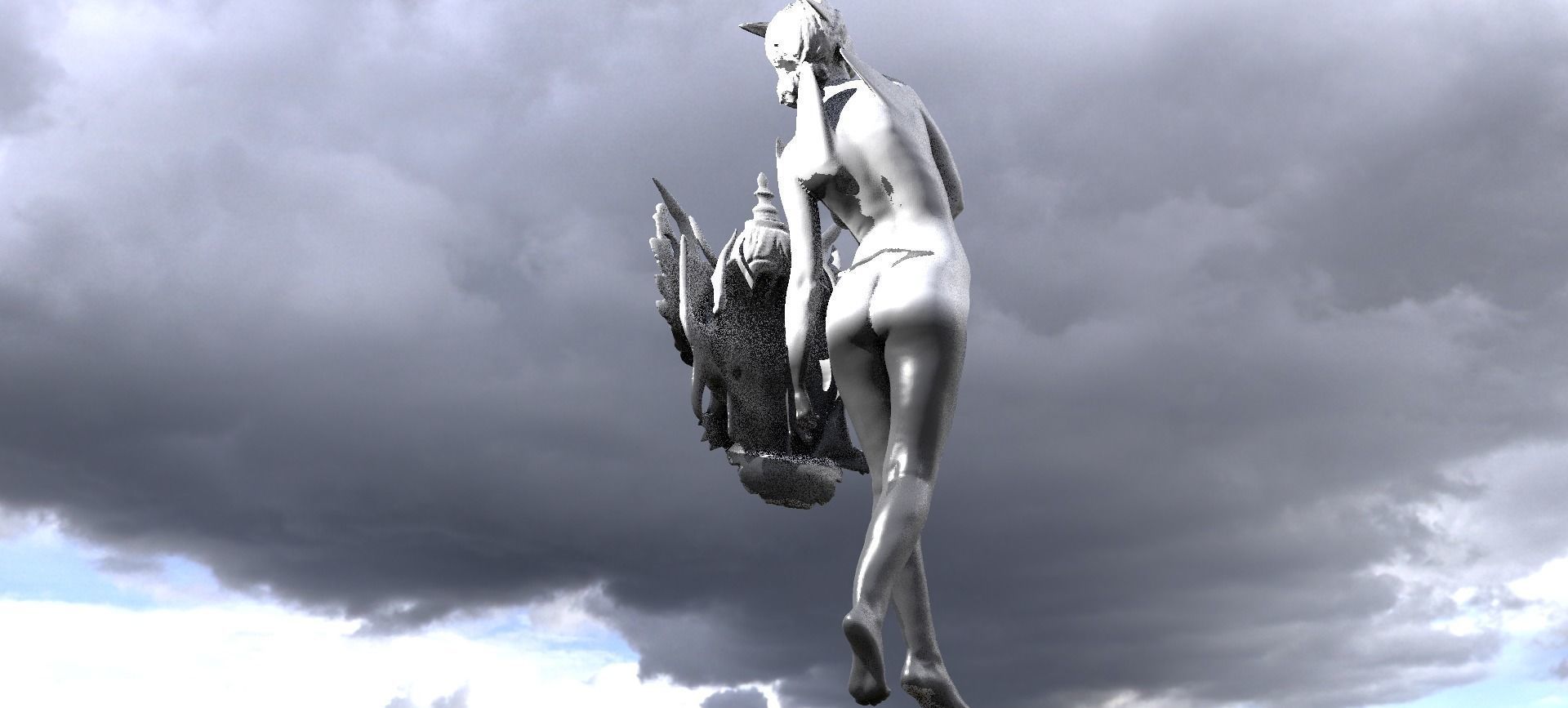 Atlantis Female shield sculpture 3 3D model_1