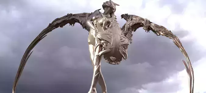 Atlantis Angel Female shield sculpture 4 