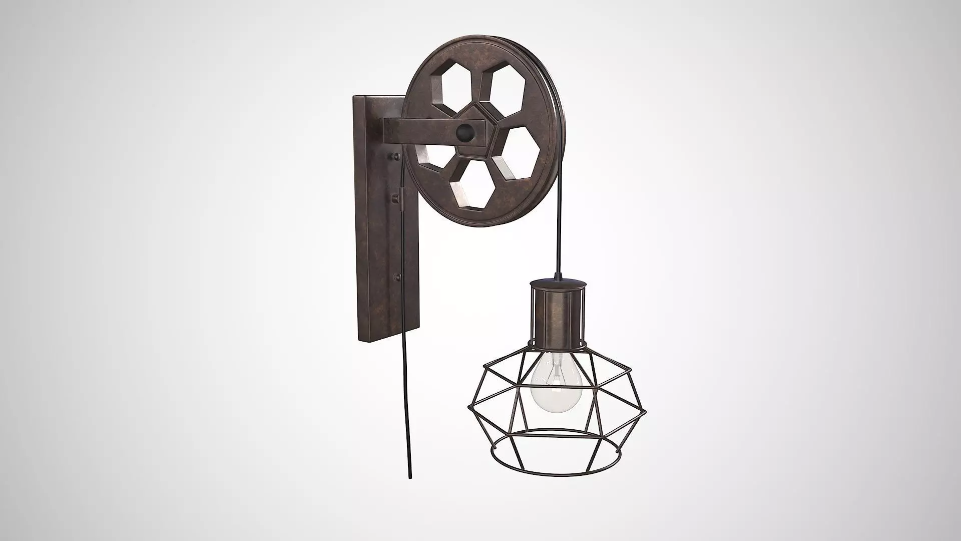 Industrial lamp with wheel 3D model