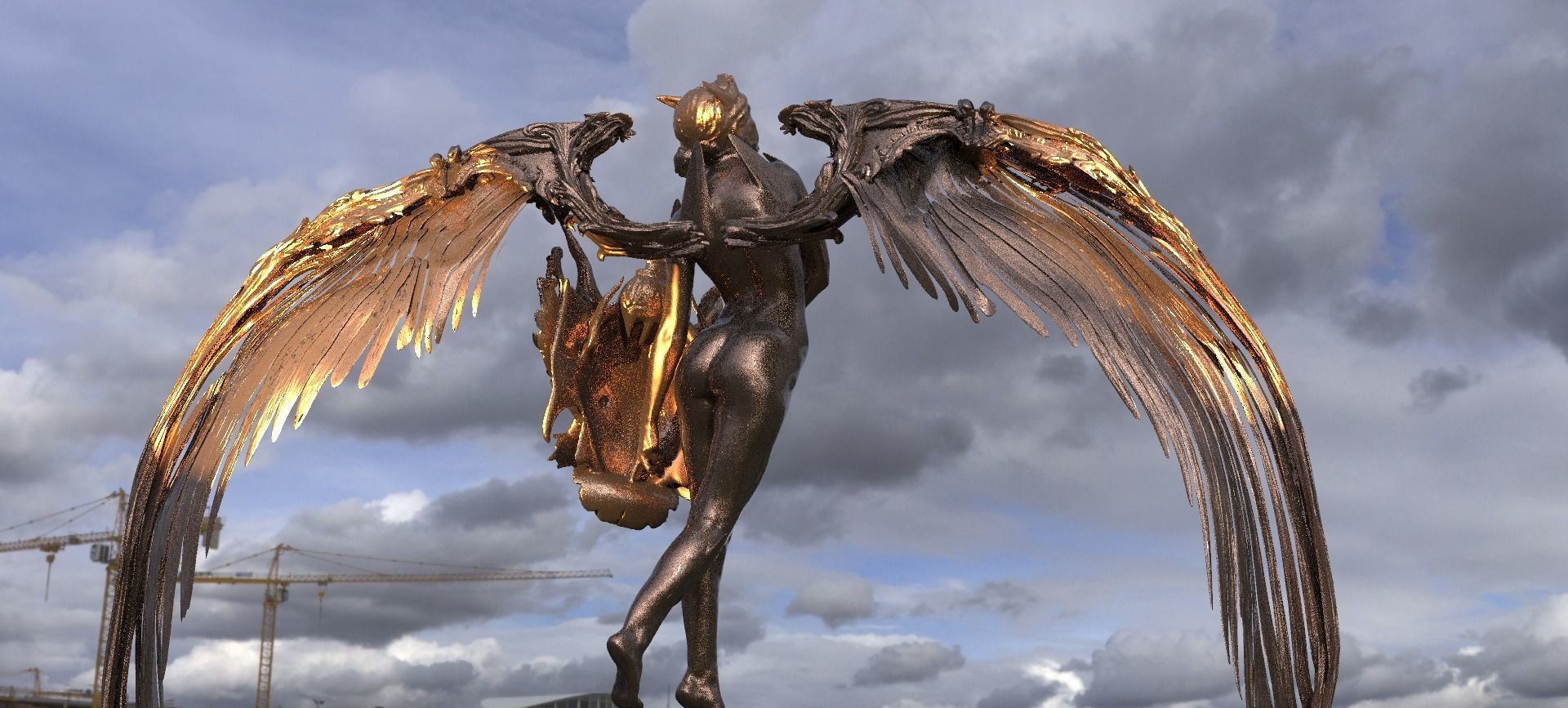 Atlantis Angel Female shield sculpture 5 3D model_2