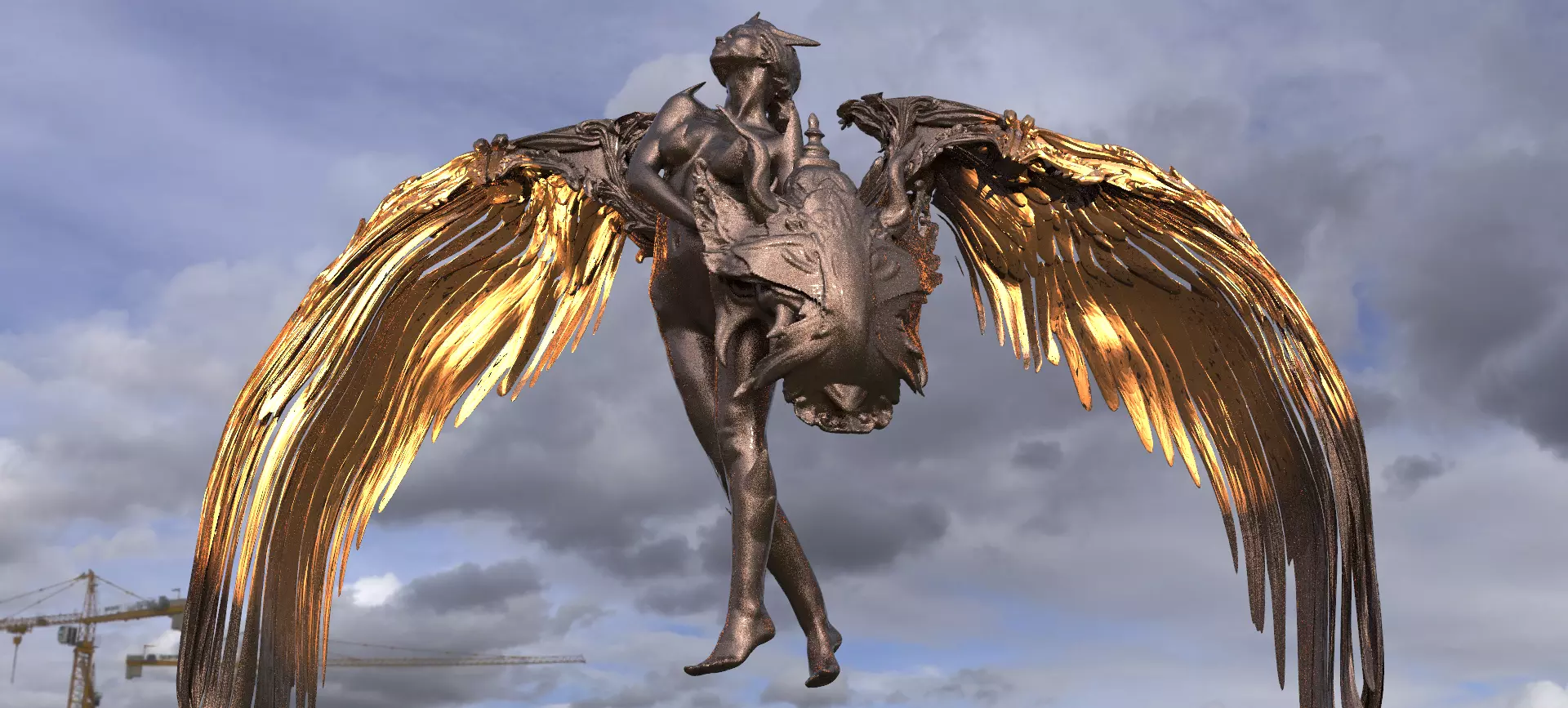Atlantis Angel Female shield sculpture 5 3D model_0