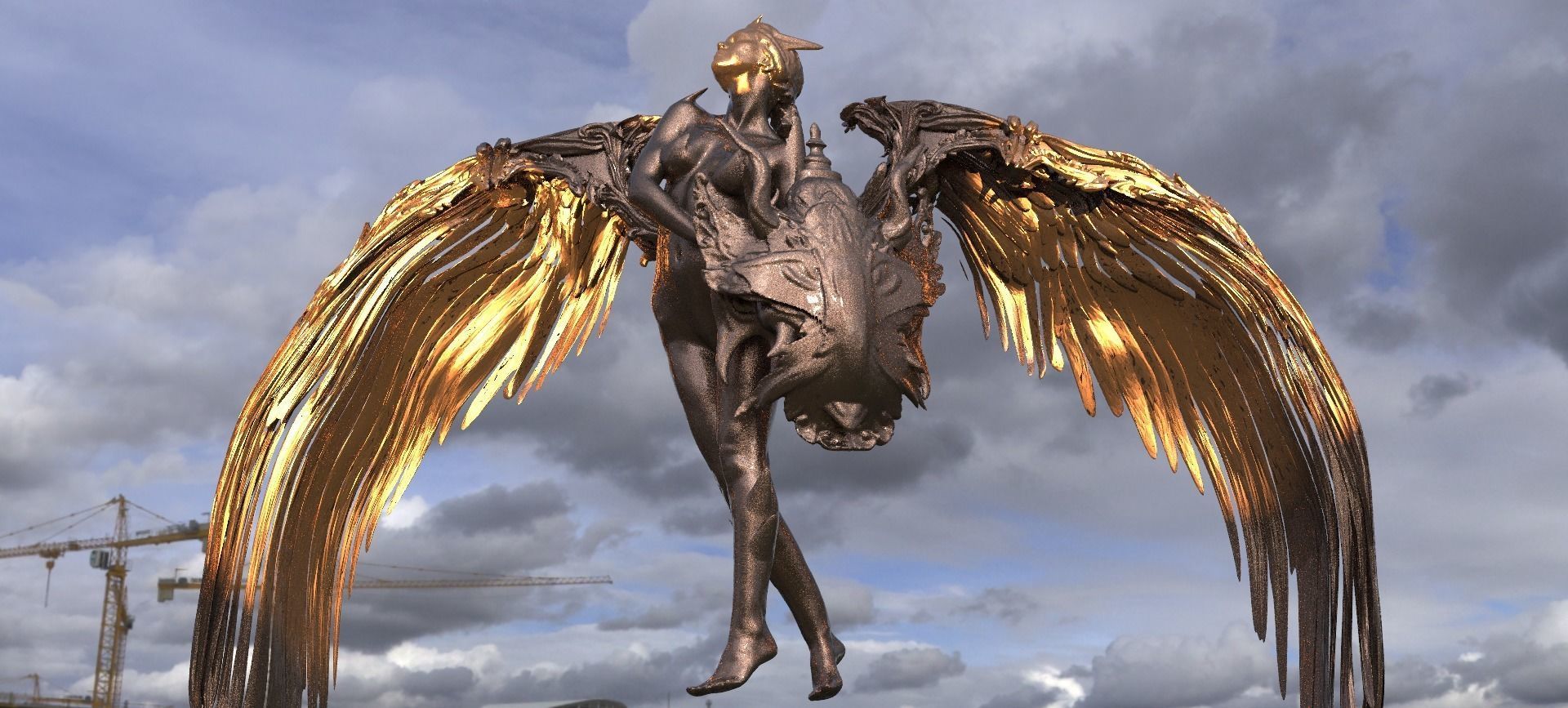 Atlantis Angel Female shield sculpture 5 3D model_1