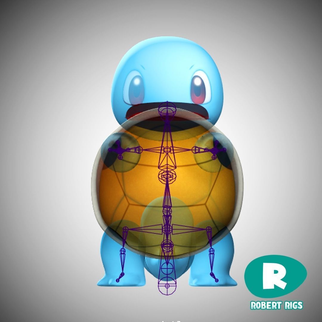 Rigged Squirtle Low Poly Game Ready Low-poly 3D model_4