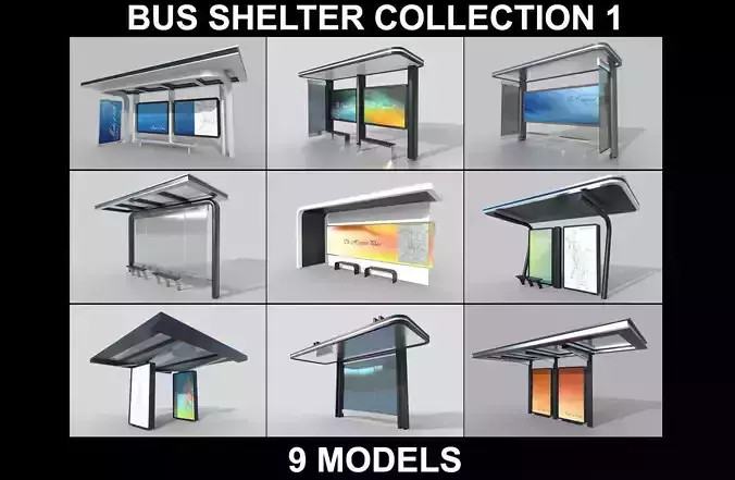 Bus Shelter Collection 1 - 9 Models