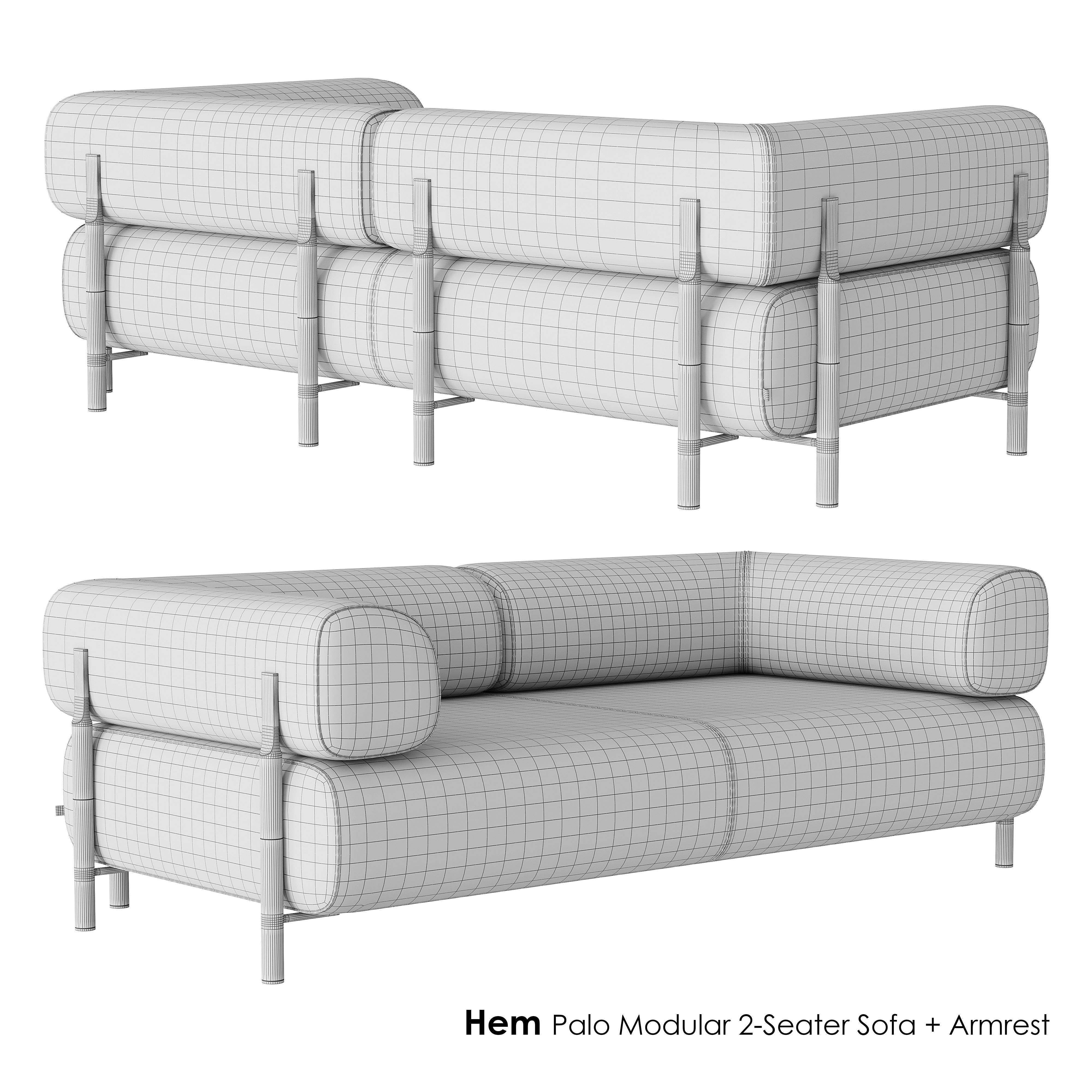 HEM Palo Modular 2-Seater Sofa Armrest 3D model_2