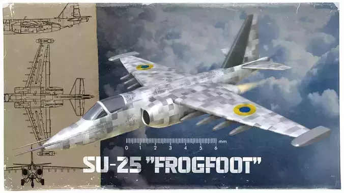 Modern military jet attack aircraft - SU-25 Frogfoot - Grach 3D print model