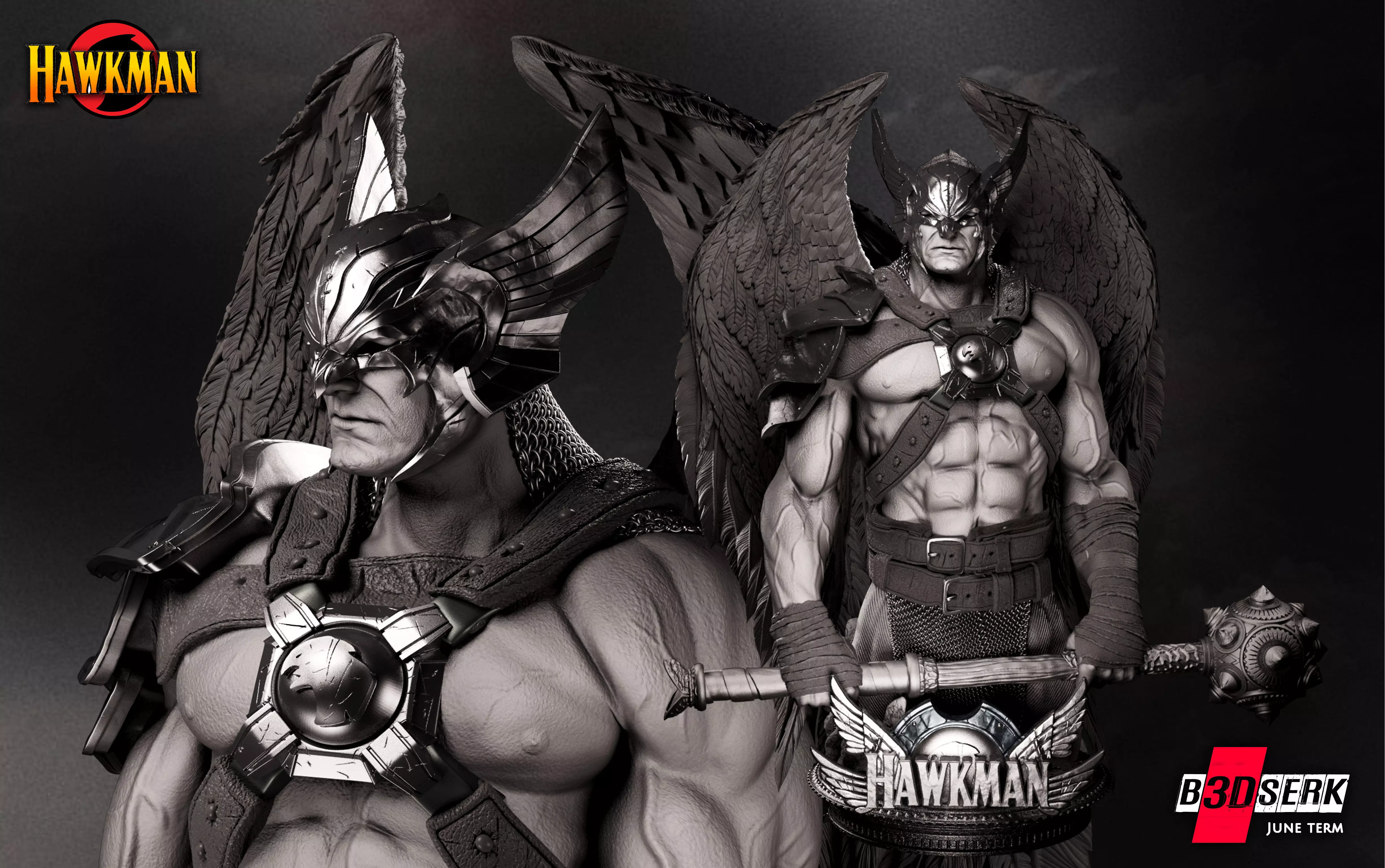 B3DSERK June term 2022 Hawkman Bust ready for printing Free 3D print model