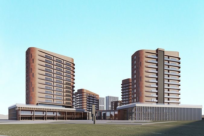 City with buildings scene 3D model 6