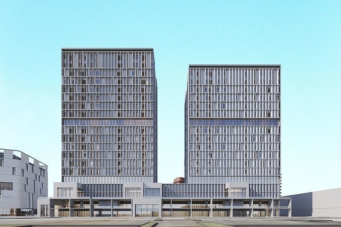 City with buildings scene 3D model 2