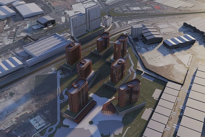 City with buildings scene 3D model 4