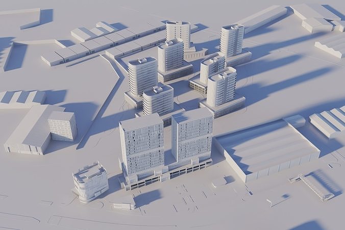 City with buildings scene 3D model 7