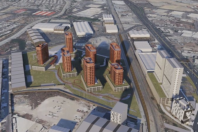 City with buildings scene 3D model 5