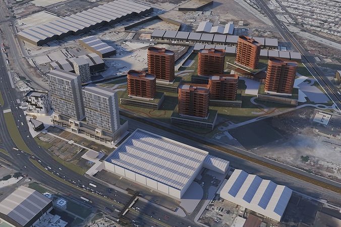 City with buildings scene 3D model 3