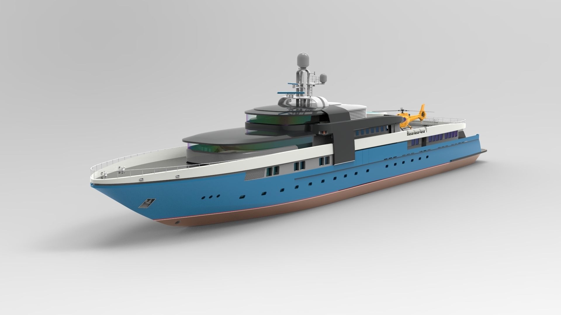 Yacht Roxette with helicopter 3D model_1