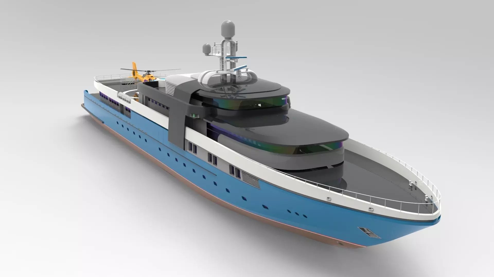 Yacht Roxette with helicopter 3D model_0