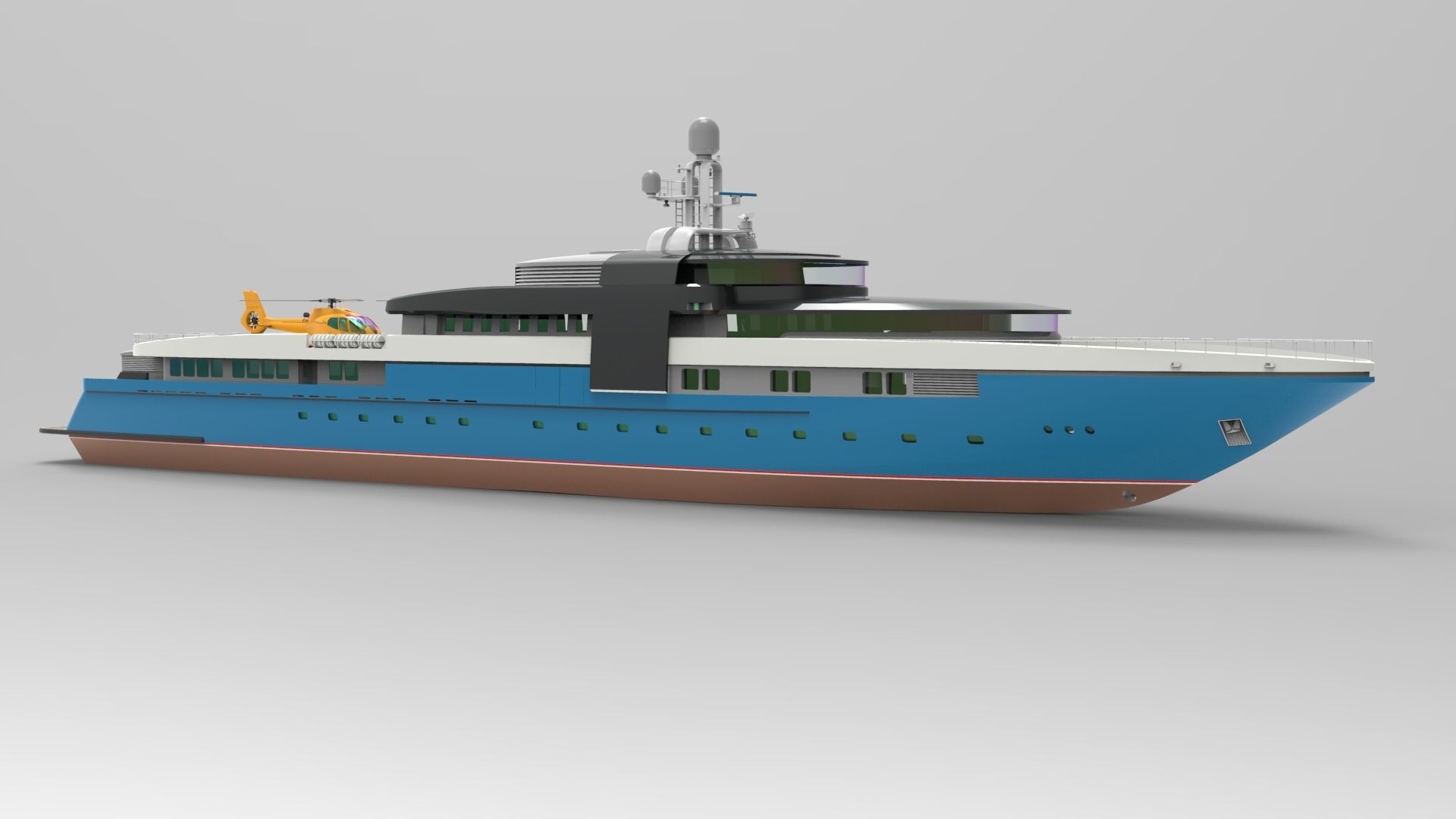Yacht Roxette with helicopter 3D model_3