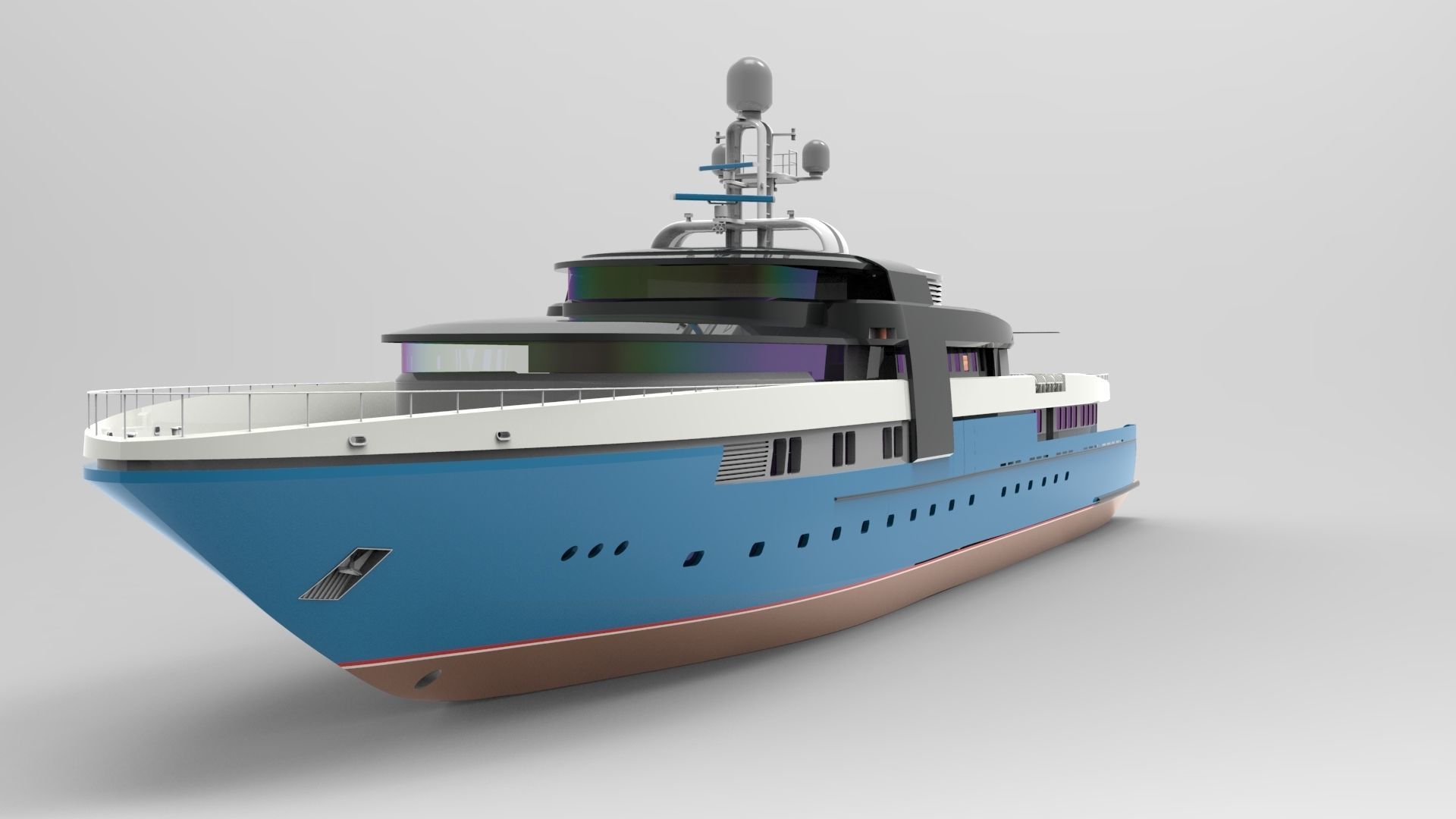 Yacht Roxette with helicopter 3D model_2