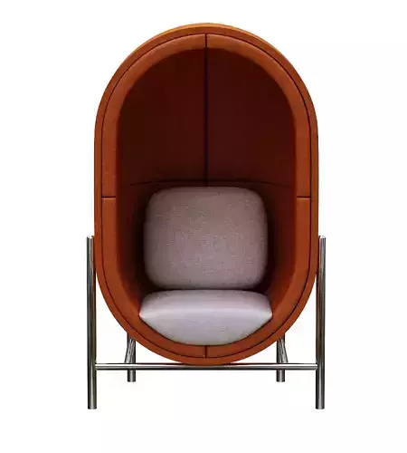 Armchair orange lounge chair with metal frame