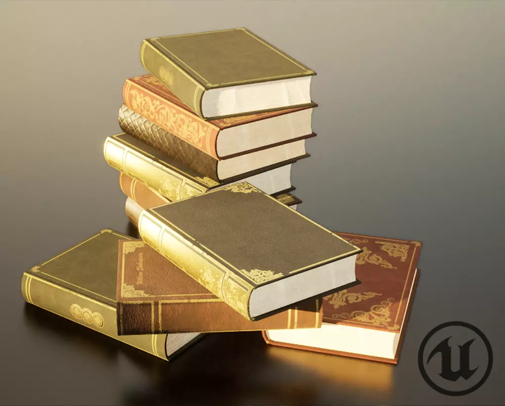 Books stack of on table Free low-poly 3D model