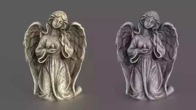 Kneeling Angel Statue Low-poly 3D model