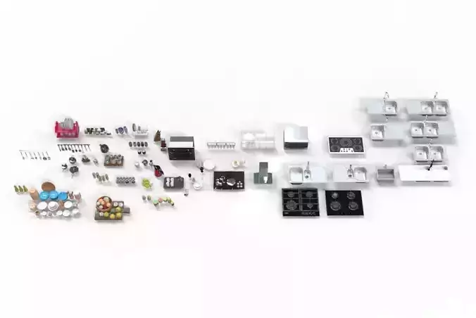 KITCHEN ACCESSORIES EQUIPMENT DECOR 3D MODEL PART 1