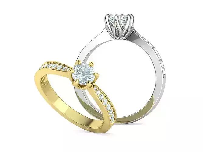 Petite Engagement Ring 6prong Tulip Head Design 