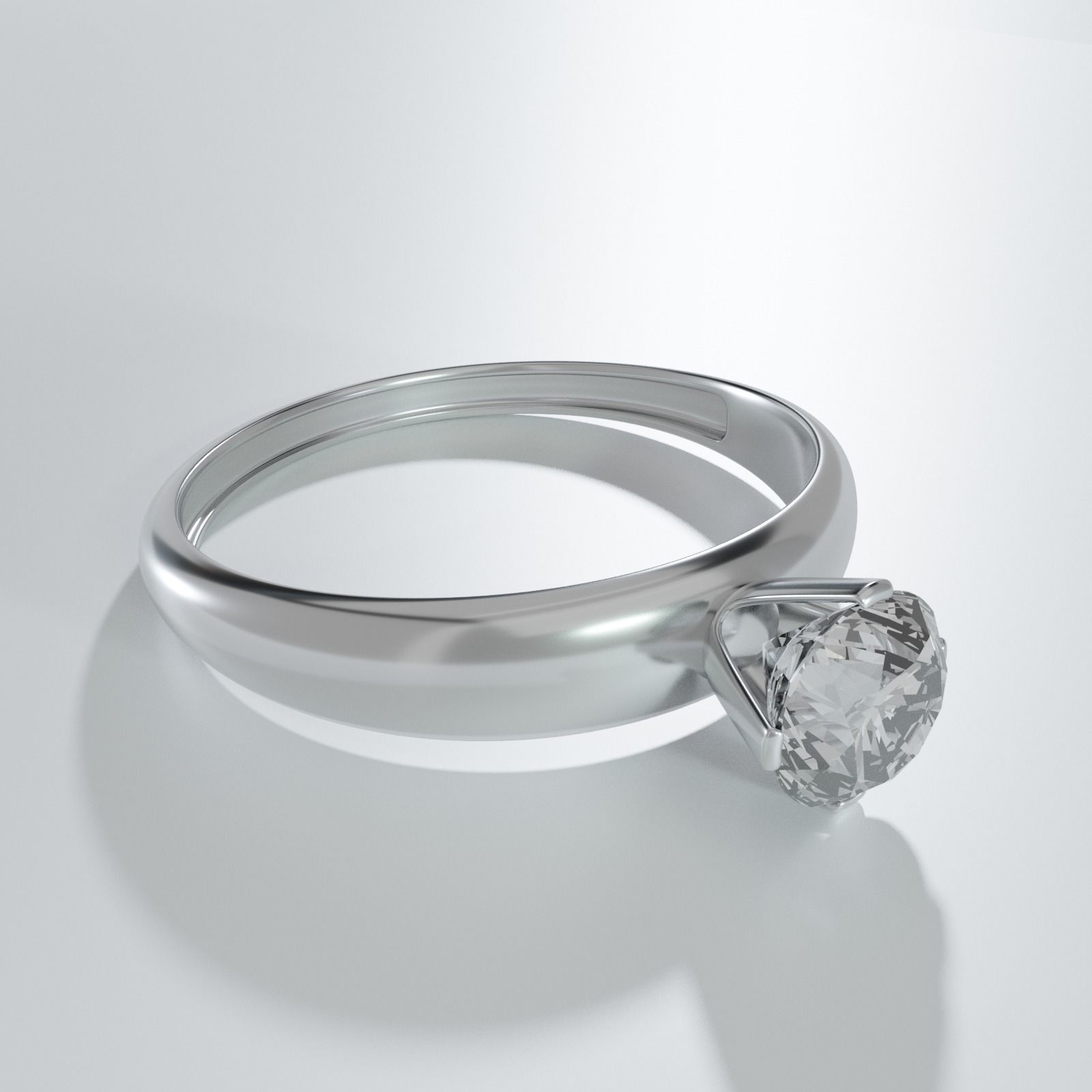 Silver Ring with diamond Jewelry 3D model_1