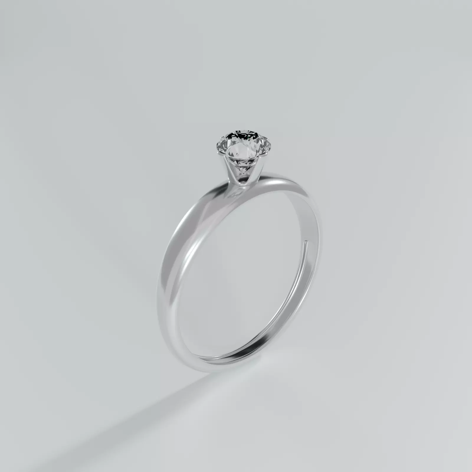 Silver Ring with diamond Jewelry 3D model_0