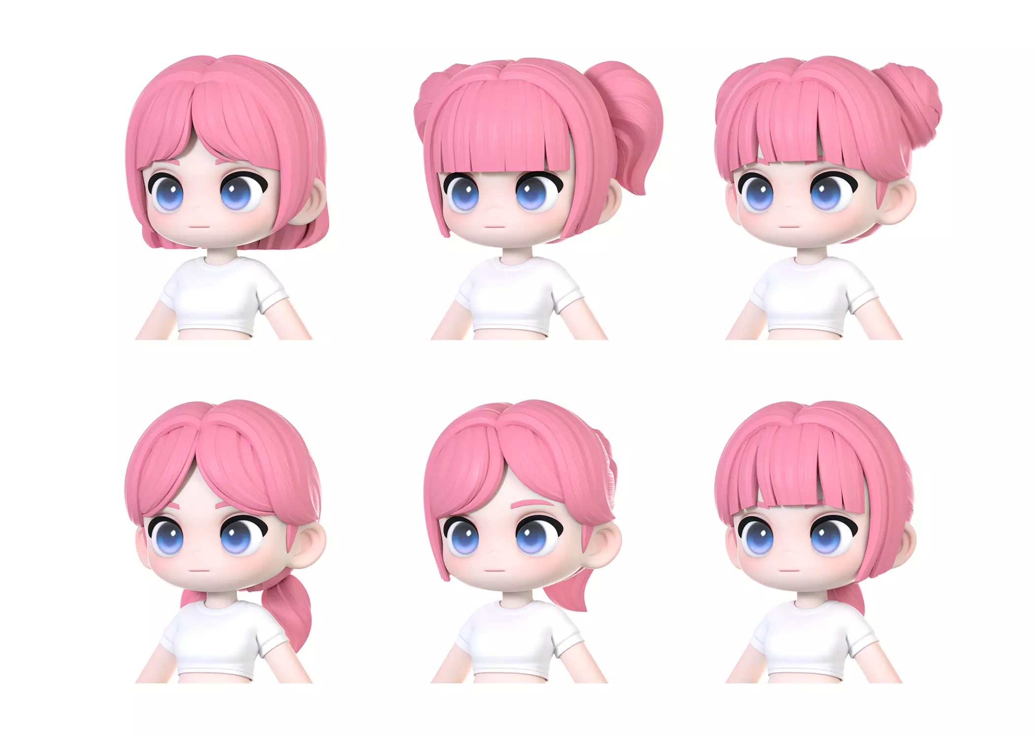 Chloe Modular Hair Low-poly 3D model_0
