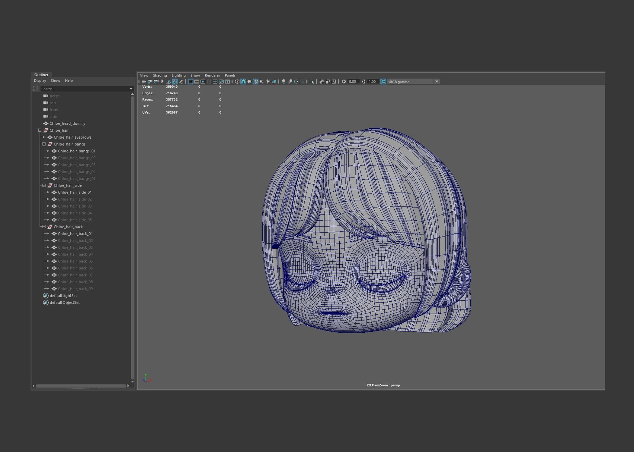 Chloe Modular Hair Low-poly 3D model_7