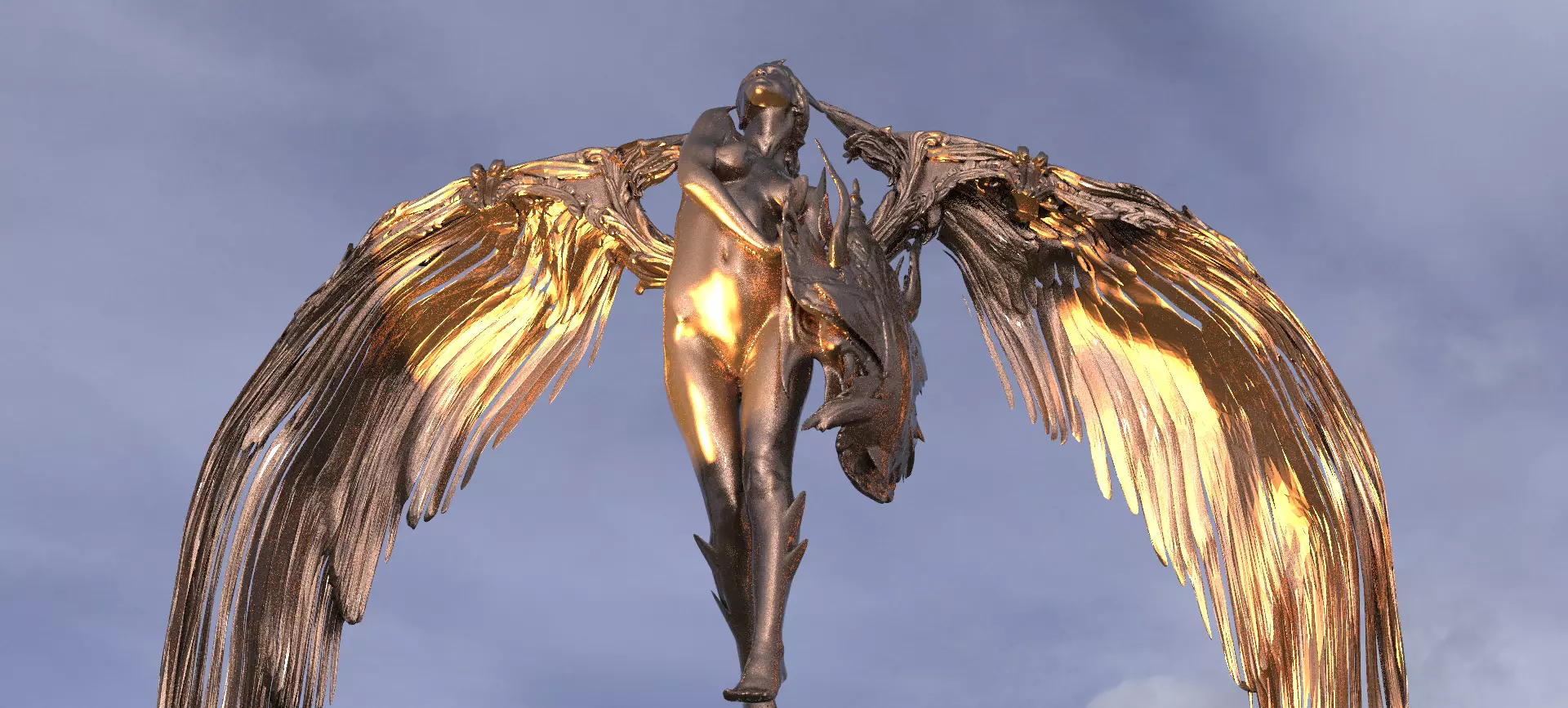 Atlantis Angel Female shield sculpture 7 3D model_0