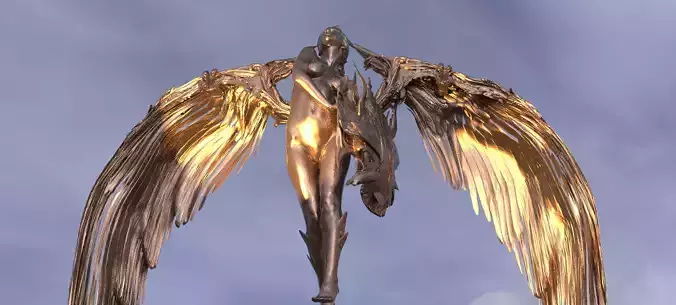 Atlantis Angel Female shield sculpture 7 3D model