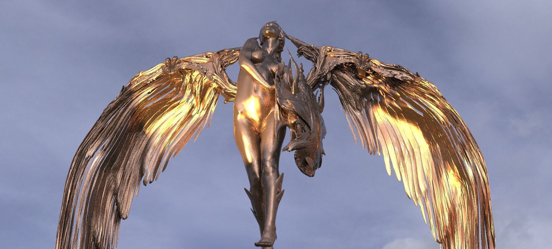 Atlantis Angel Female shield sculpture 7 3D model_1