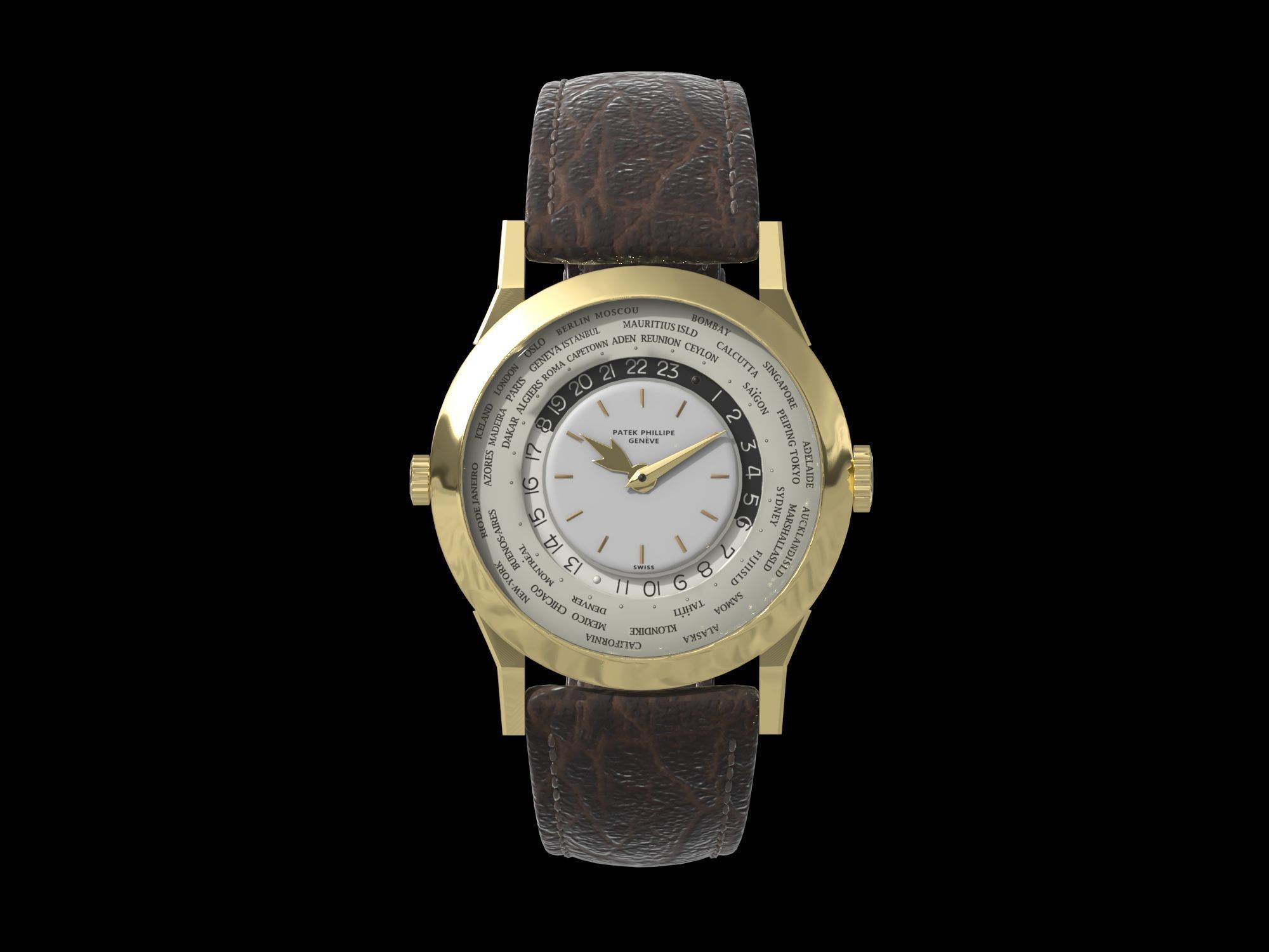Patek Philippe Worldtimer Guilloche Low-poly 3D model_2